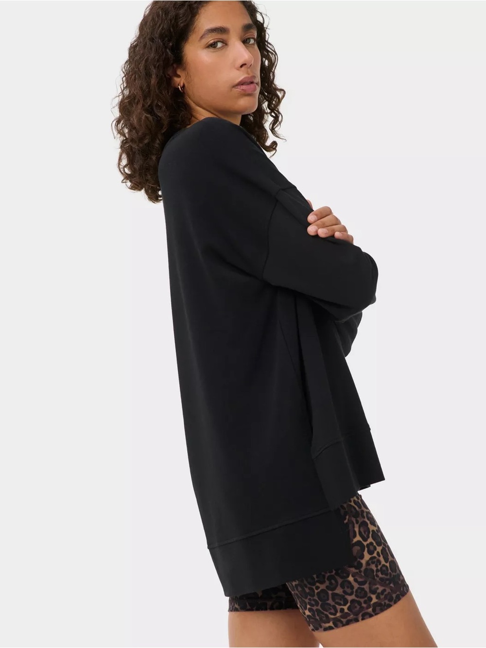 Sweaty Betty After Class Oversized Longline Sweatshirt in black XS